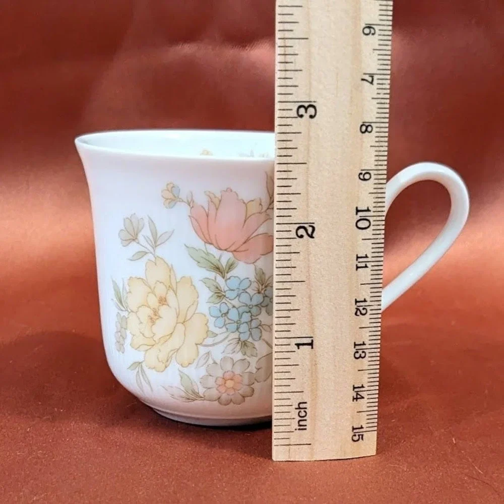 Vintage Ichiyama Toen Japan Floral Porcelain Tea Cups Set of 5‎ Ribbed Edge